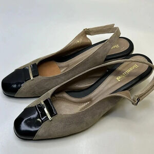 Beautifeel Low Kitten Heels Shoes Ankle Strap Closed Toe Buckle Black Tan 39 8